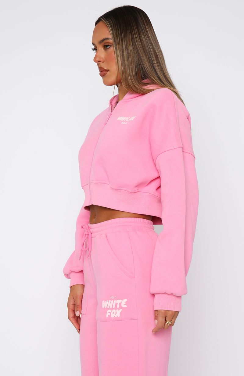Offstage Cropped Zip Hoodie Bubblegum - Image 3