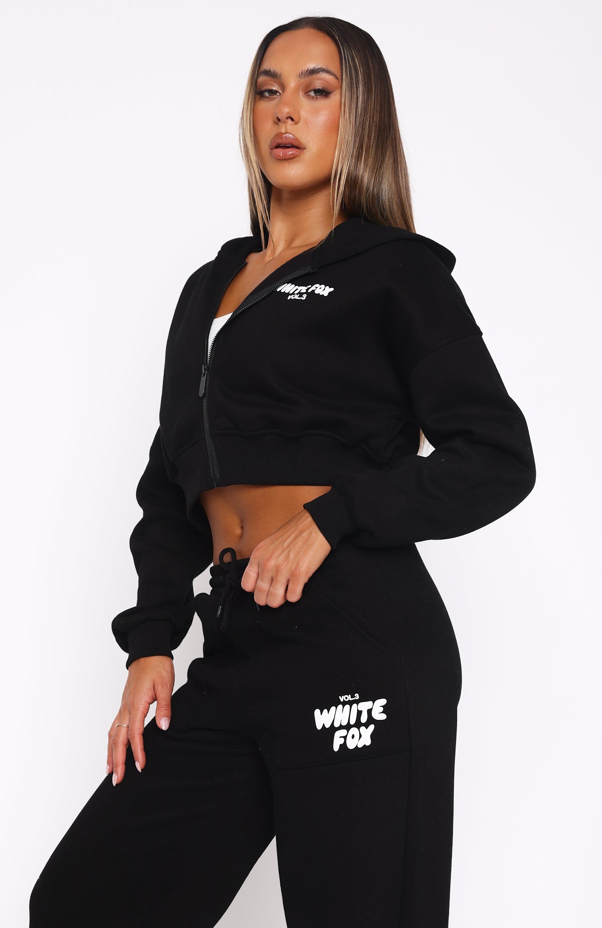 Offstage Cropped Zip Hoodie Monochrome - Image 3