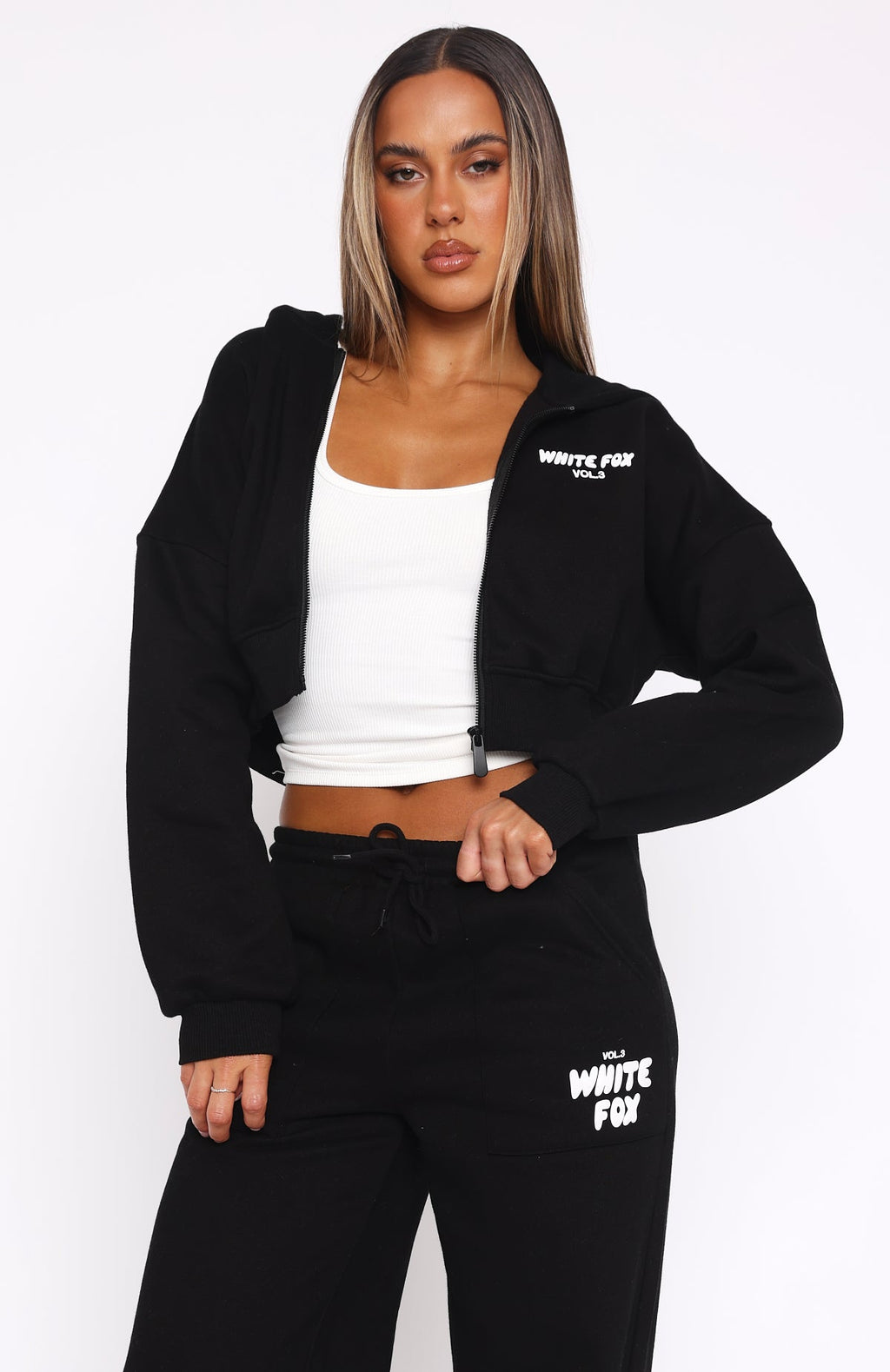 Offstage Cropped Zip Hoodie Monochrome - Image 5