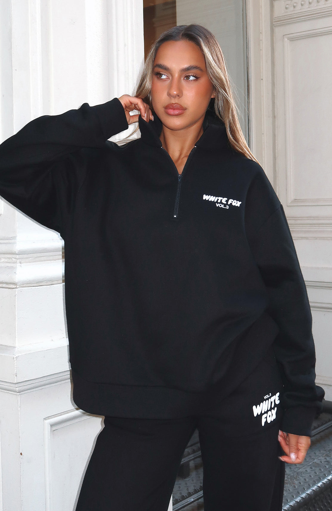 Offstage Zip Front Sweater Monochrome - Image 1