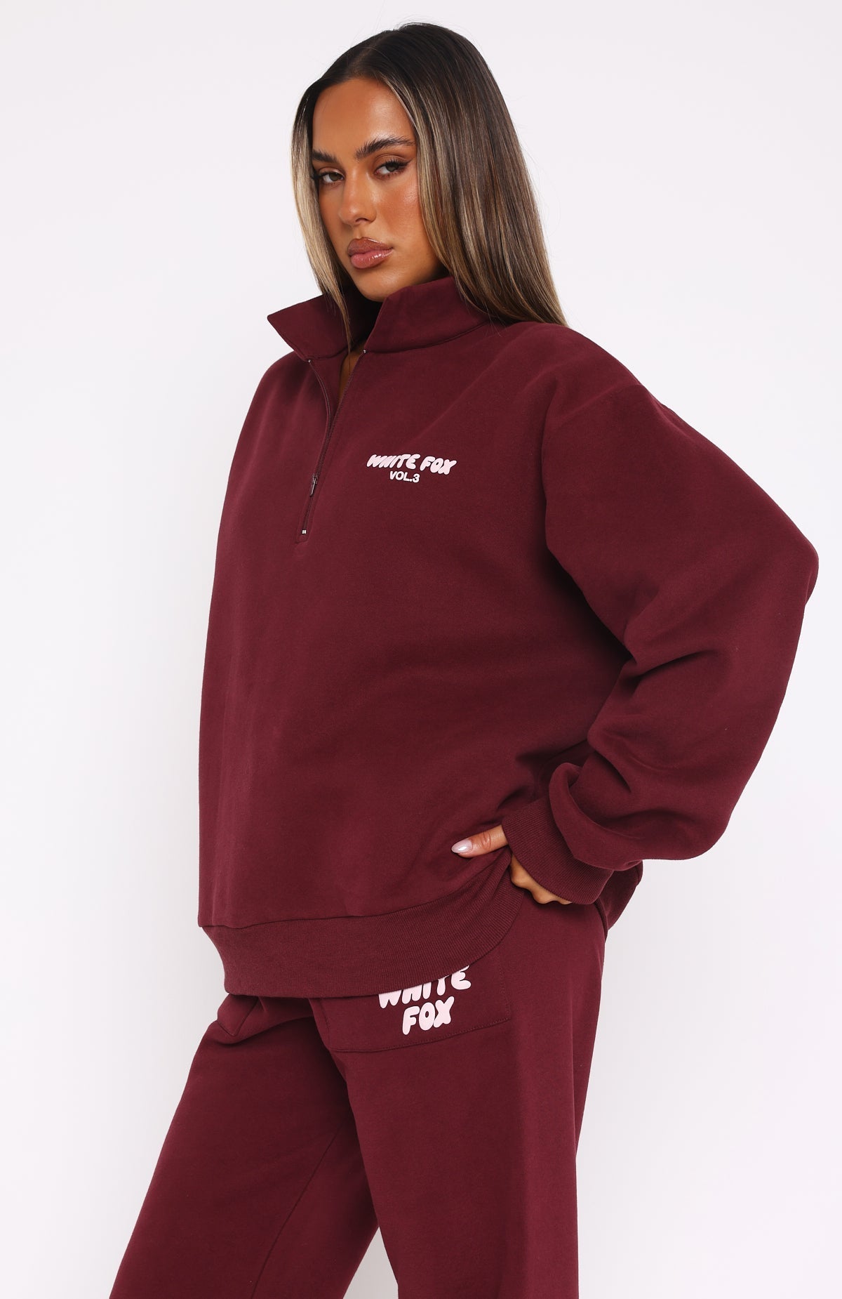 Offstage Zip Front Sweater Red Velvet - Image 3